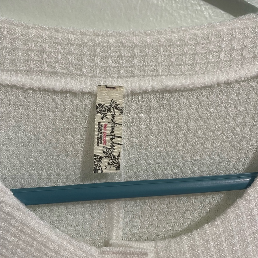 Free People White Waffle Knit Top - Picture 2 of 6